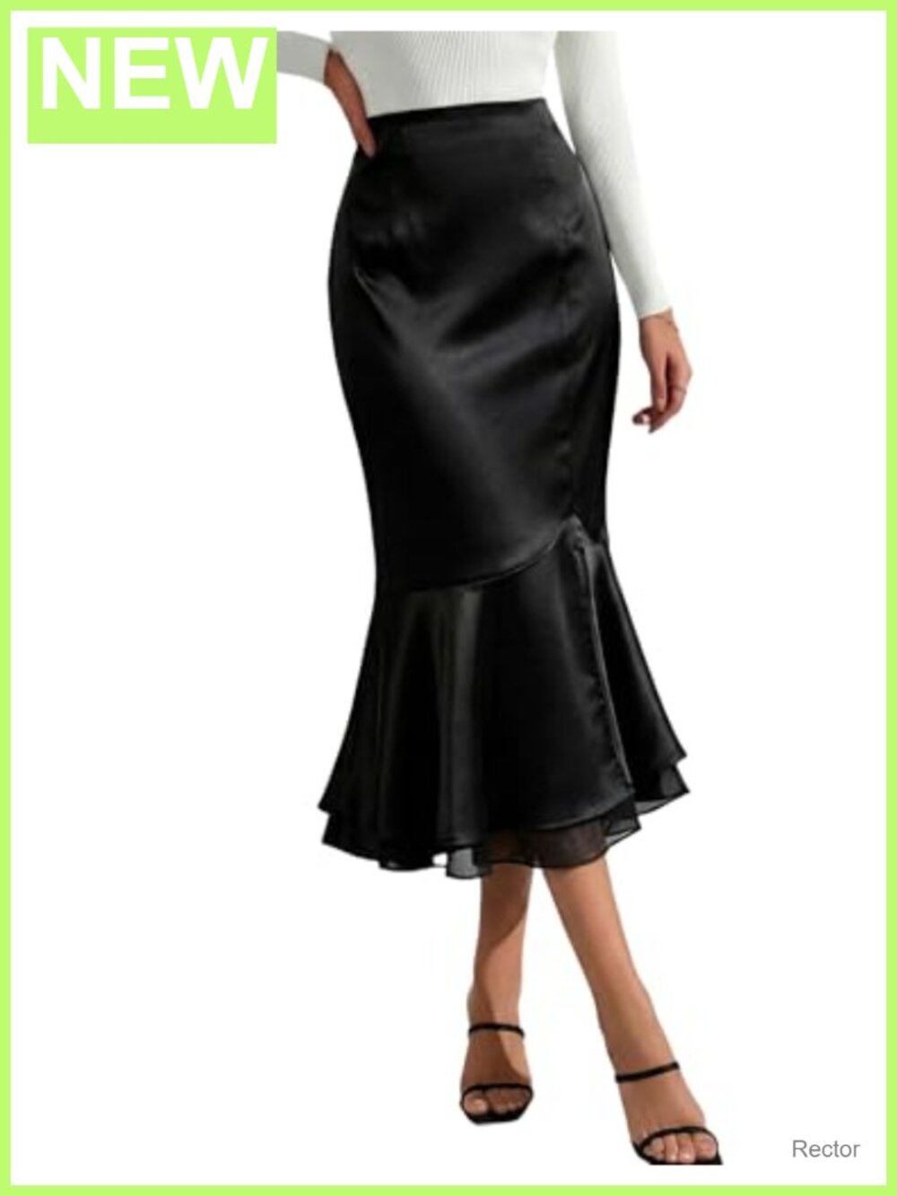 Satin Silk Mermaid Midi Skirt High Waisted Fishtail Slim Fit